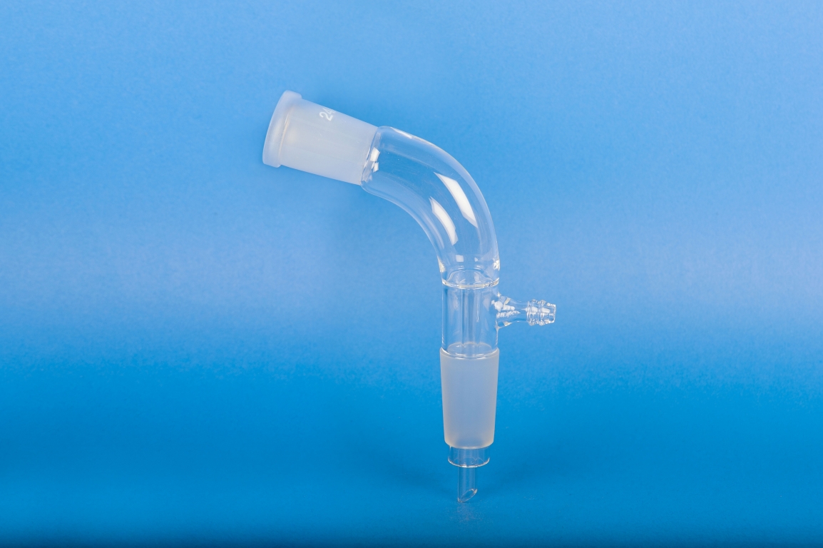 Adapter, Vacuum Take-off, Short Stem, Bend, 14/20 top joint and 14/20 bottom joint