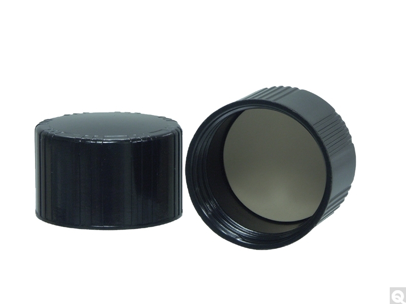Black Phenolic Caps With Polyvinyl Pulp-Faced Liner for Dram Vials, GPI 20-400