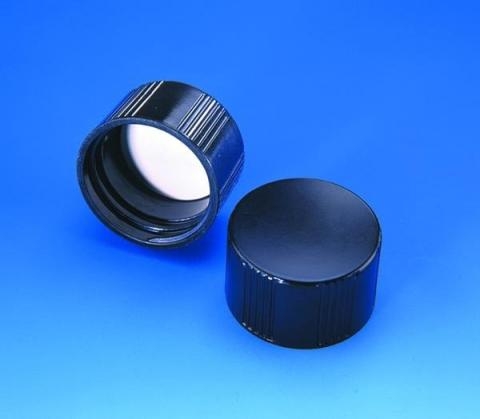 Black Phenolic Caps With White Rubber Liner for Dram Vials, GPI 20-400