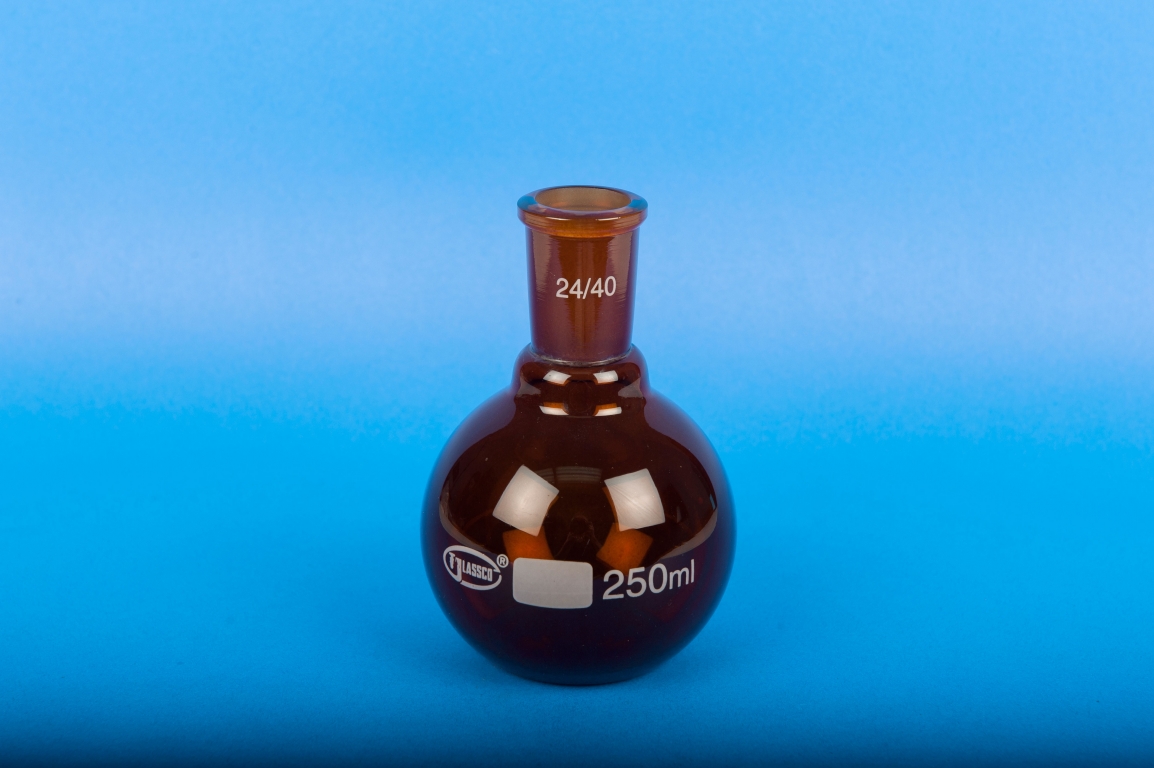 Flask, Flat Bottom, Amber, Joint 24/40, Capacity 250mL