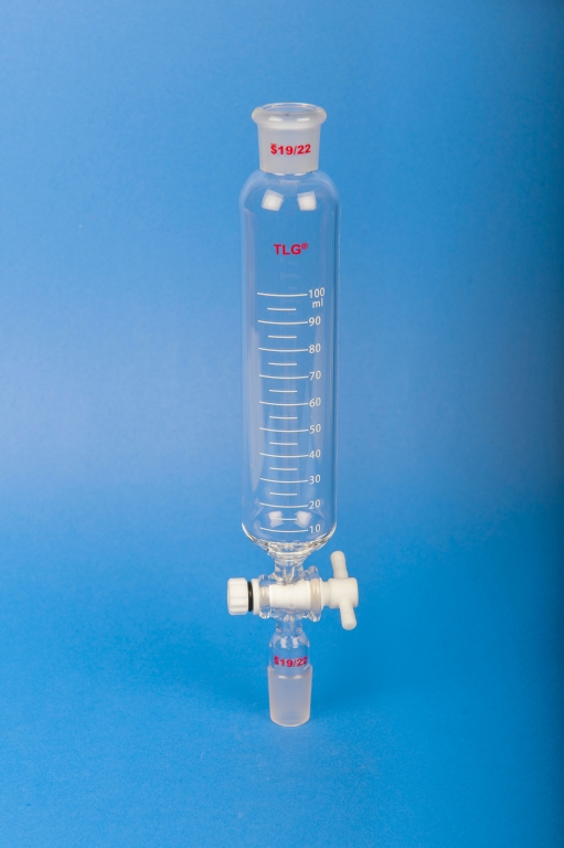 Funnel, Separatory, Cylindrical Shaped, Capacity 250mL, Joint 24/40, PTFE Stopcock Bore 2mm