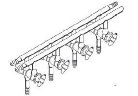 Manifold, Vacuum/Inert Gas, All Glass, Front-Left-Right and Rear-Right, Number of Ports 5