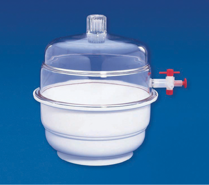 Plain Desiccator, PP/PP, Plate Dia (mm) 250, Inside Dia (mm) 240, Outer Dia (mm) 275, Overrall Height 330mm