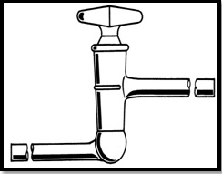 Stopcock, Glass, Hollow Plug, Offset, High vacuum, Bore 6mm, Plug Size 17.35/50
