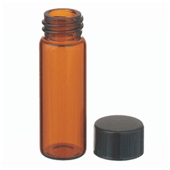 Amber Glass Sample Vials with White Rubber Lined Phenolic Screw Caps, 0.5 dr. (1.8mL)