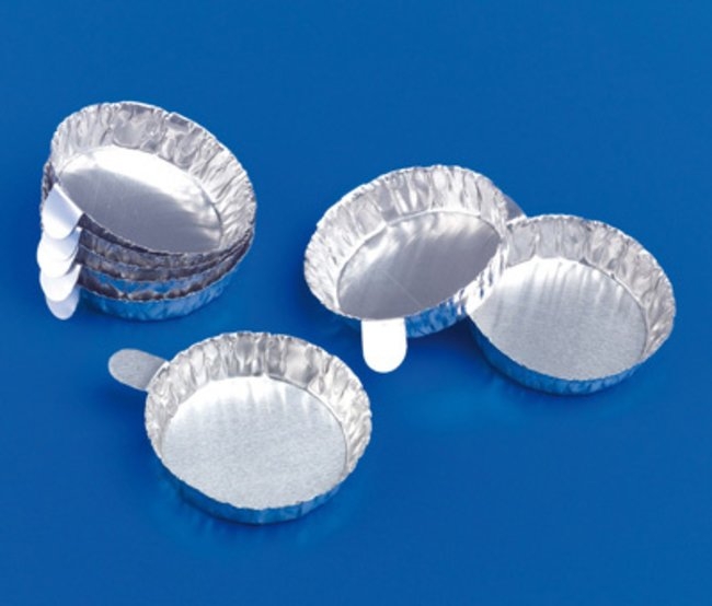 Plats ronds jetables en aluminium avec languettes, capacité 40 ml, diamètre extérieur 60 mm, profondeur 16 mm