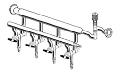 Manifold, Double, High Vacuum Valve and 35/20 Spherical Joint