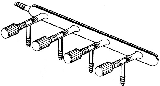 Vacuum Manifold, High Vacuum Valves, Hose Connection At Left Side