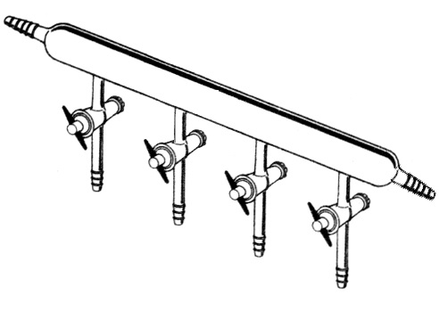 Vacuum Manifold, Teflon® Stopcocks, Hose Connection At Both Ends