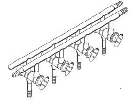 Manifold, Vacuum/Inert Gas, All Glass, Front-Left & Rear-Left-Right