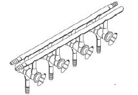 Manifold, Vacuum/Inert Gas, All Glass, Front-Left- Right & Rear-Right