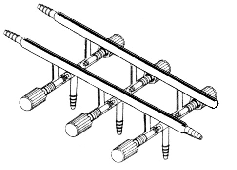 Manifold, Vacuum/Inert Gas, Double, With Front- Left-Right & Rear-Left