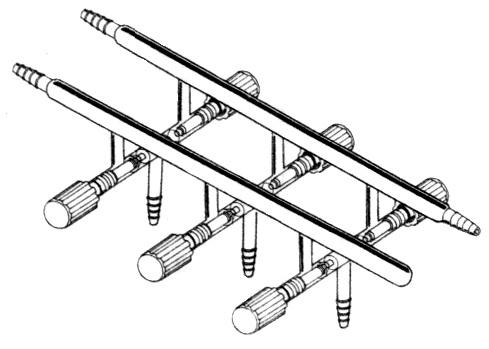 Manifold, Vacuum/Inert Gas, Double, With Front-Left- Right & Rear-Right