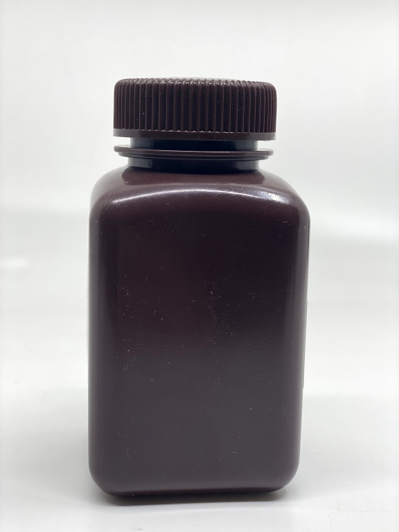 Square Bottle, Plastic, Wide Neck, Amber