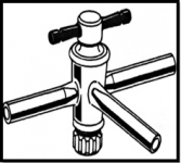 Robinet d'arrêt, 1:5 PTFE, alésage en T