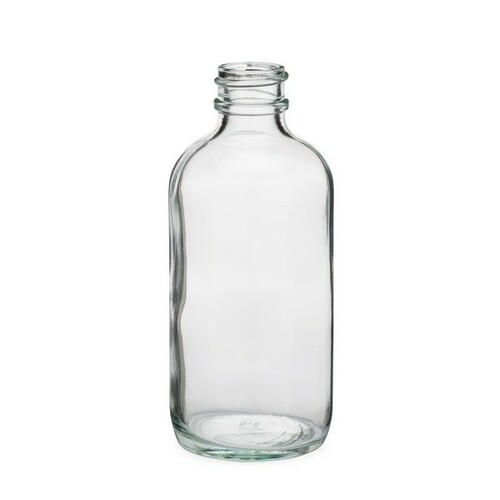 Boston Round Glass Bottles , Narrow Mouth, Clear Glass