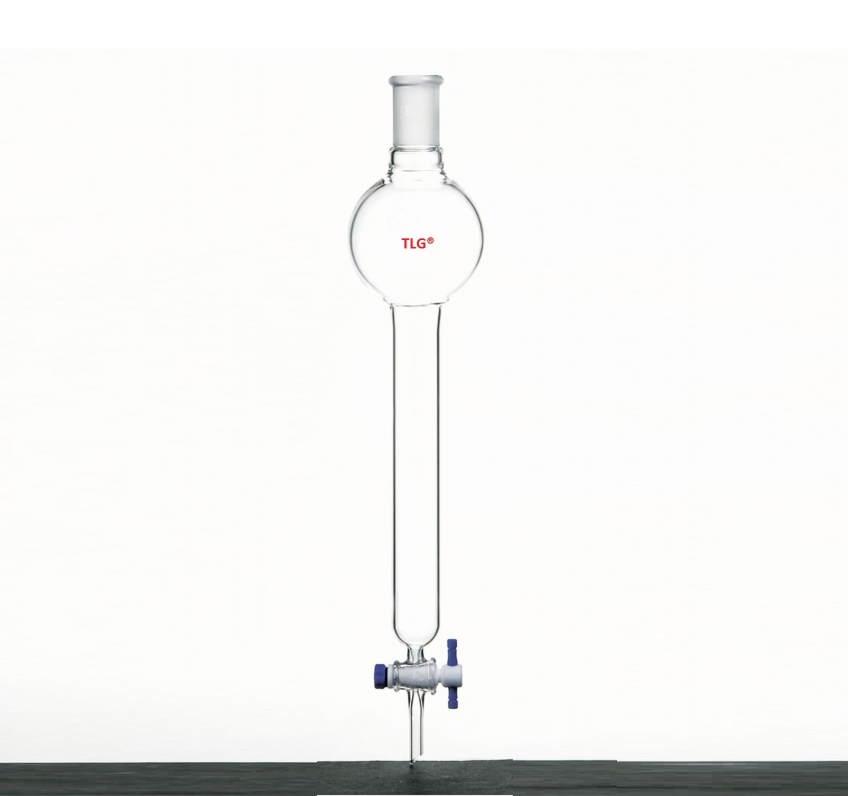 Chromatography Column, With Reservoir, with 24/40 outer joint, PTFE Stopcock bore 4mm, Column O.D 60mm, Column I.D. 53mm, Effective length 10inch/254mm Capacity 500mL