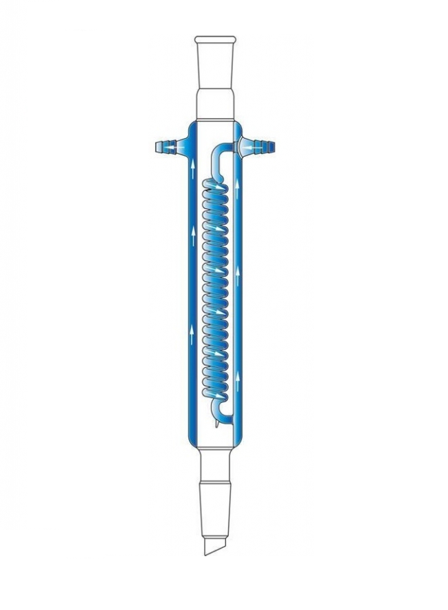 Condenser, Reflux, Jacketed Coil, 390mm, 24/40 Joint, 250mm Jacket Length, Hose Connection 10mm
