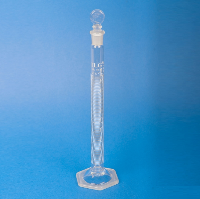 Cylinders, To Contain (TC) Class A, White Scale, Mixing, Single Metric Scale, Capacity 50mL, Tolerance ±0.20, Stopper #16