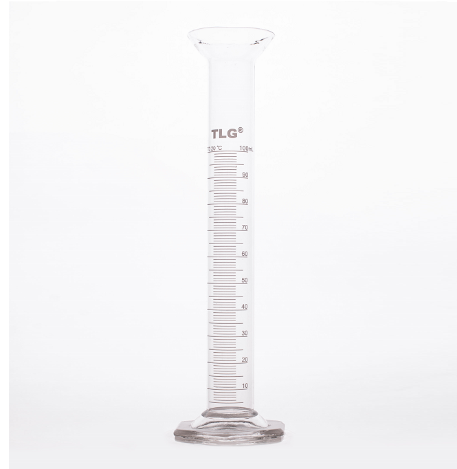 Tap Density Cylinder, Funnel top graduated cylinder with hex base, Capacity 100mL Weight-130±16g
