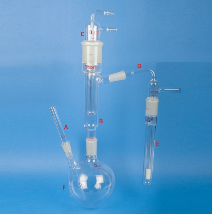 Regular Cyanide Distillation Apparatus TLG®, Reflux condenser, 24/40 lower joint, 45/50 upper joint, 19/38 side joint (PART B)