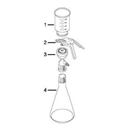 Microfiltration Apparatus, 47 mm All-Glass, with Fritted Glass Support Base 40/35 Joint, Glass Funnel, 1000 mL , Aluminum Clamp