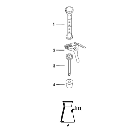Complete Microfiltration Assembly, Glass Funnel Capacity 15 mL, Fritted Glass Support 25 mm, with No. 8 Silicone Stopper, Aluminum Clamp