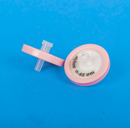 Nylon Syringe Filter with 1 µm pore size Glass Fiber Prefilter, Pore 0.45µm, 13mm Diameter