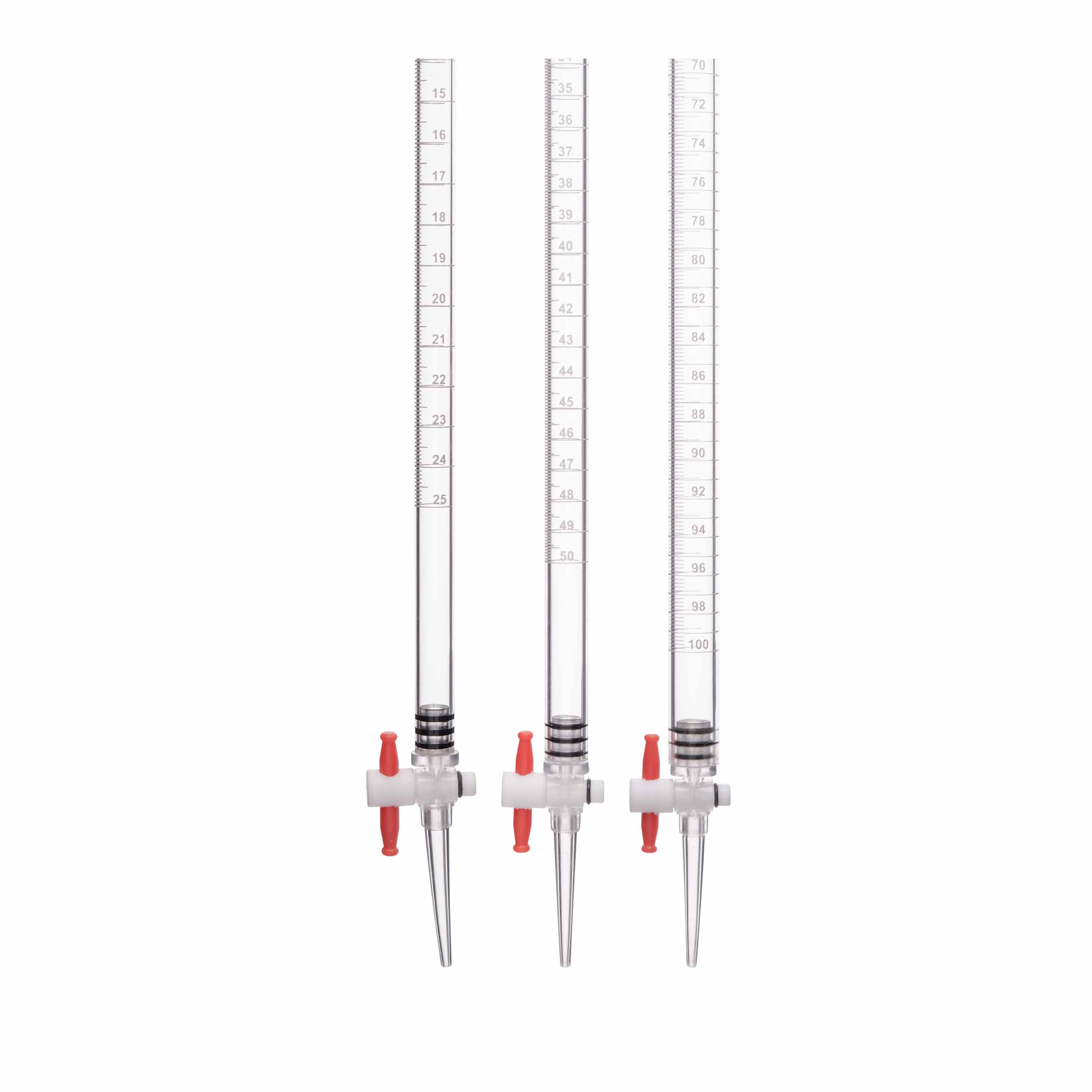 Burette en acrylique avec robinet à clé en PTFE