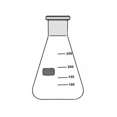 Fiole Erlenmeyer, bouche étroite, joint de longueur de fiole, graduée