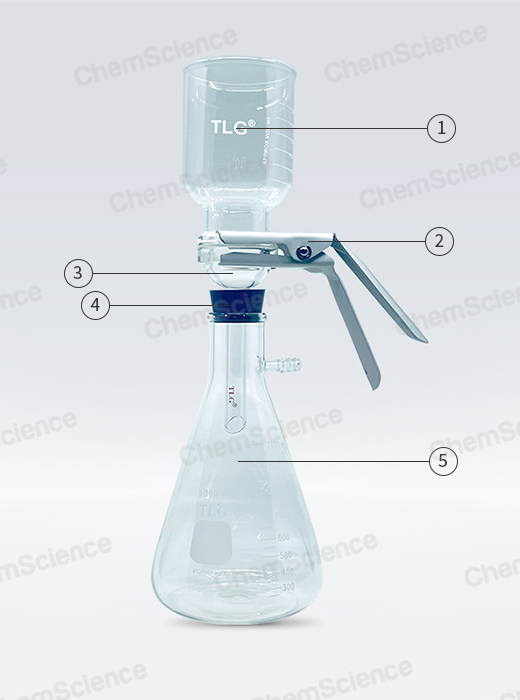 Appareil de microfiltration, 47 mm, avec support en verre, avec bouchon en silicone