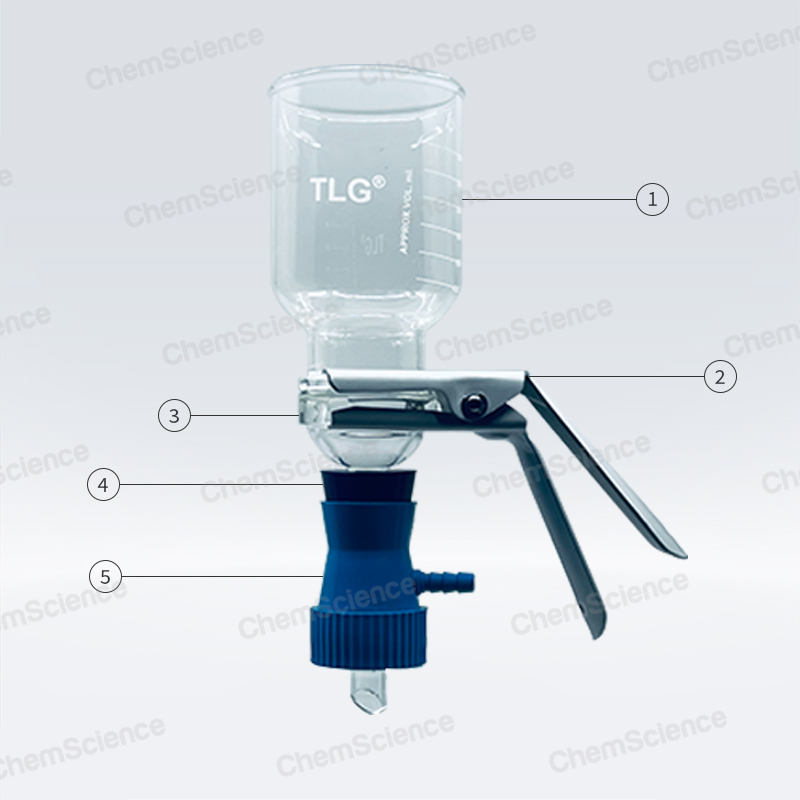 Ensemble complet Duraware d'assemblage de microfiltration avec support en verre fritté de 90 mm pour s'adapter aux bouteilles de style GL 45