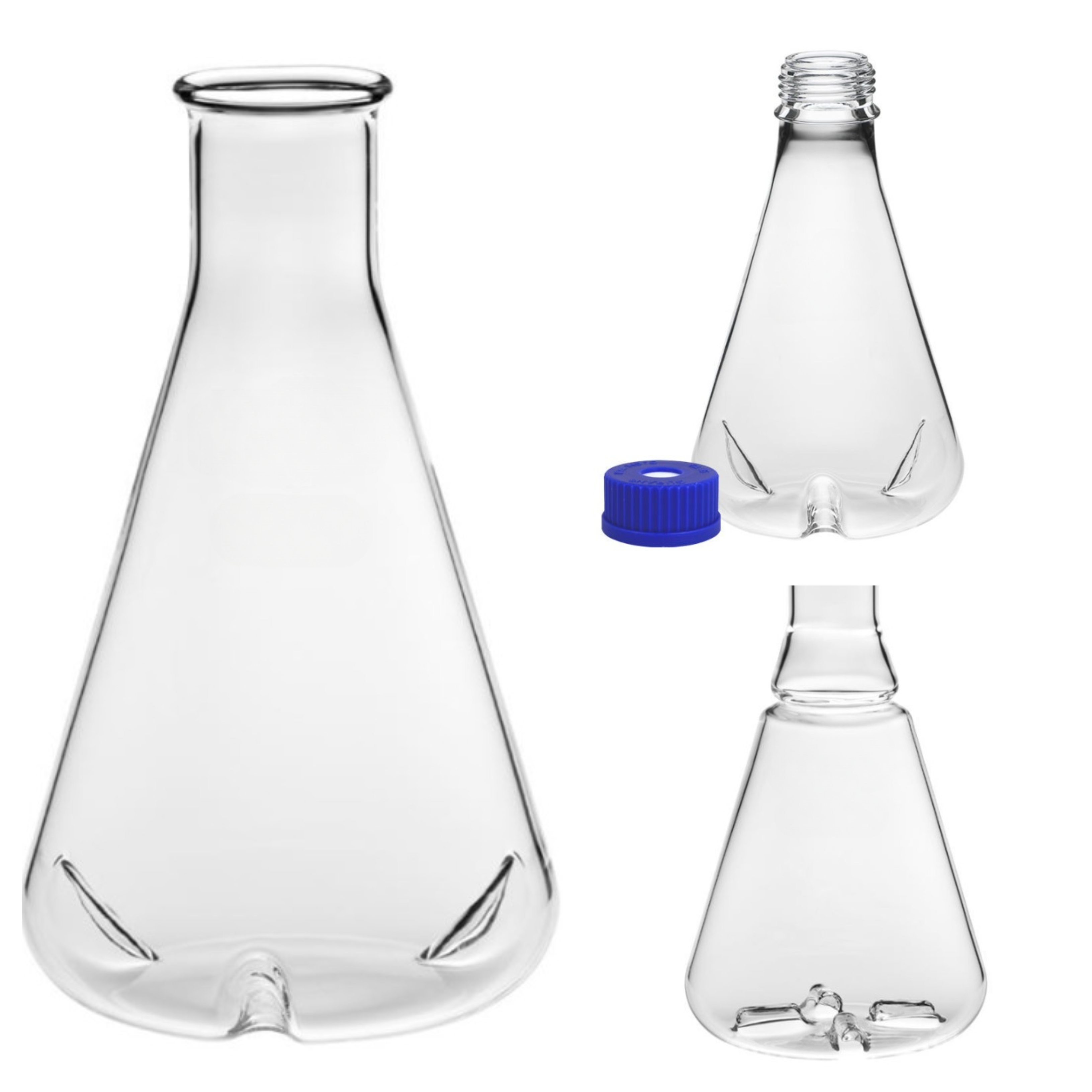 Shake Flask, 3 Deep Baffles, Reinforced Top