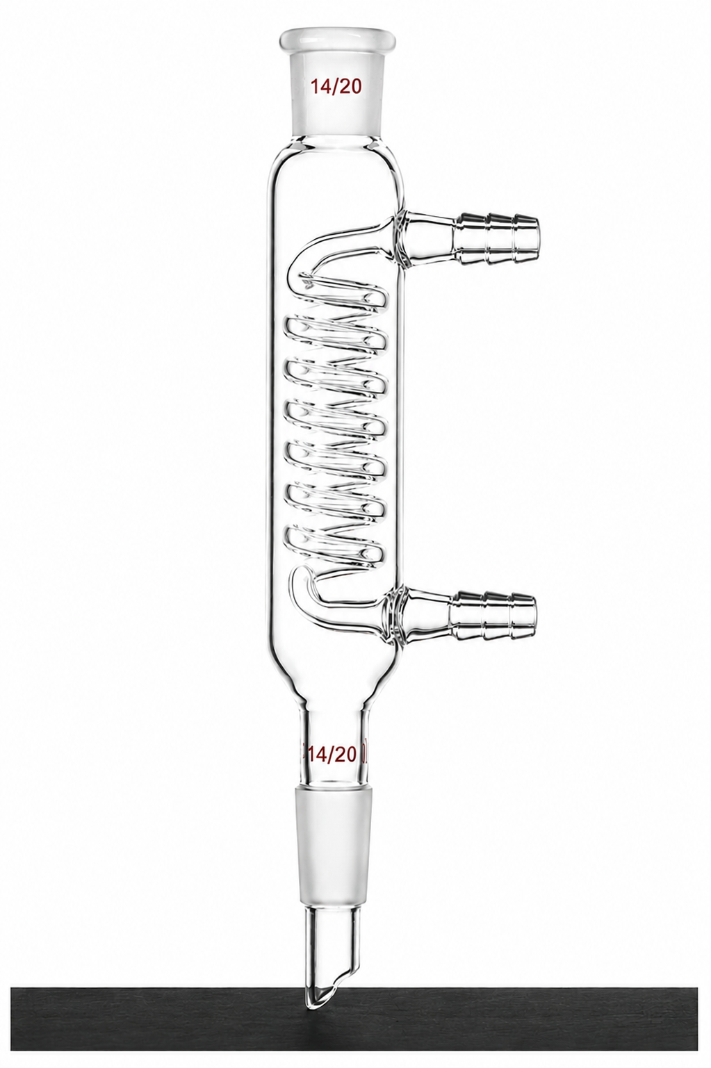 Condenseur, spiral, longueur de gaine 250 mm, joint 24/40, tuyau OD 10 mm