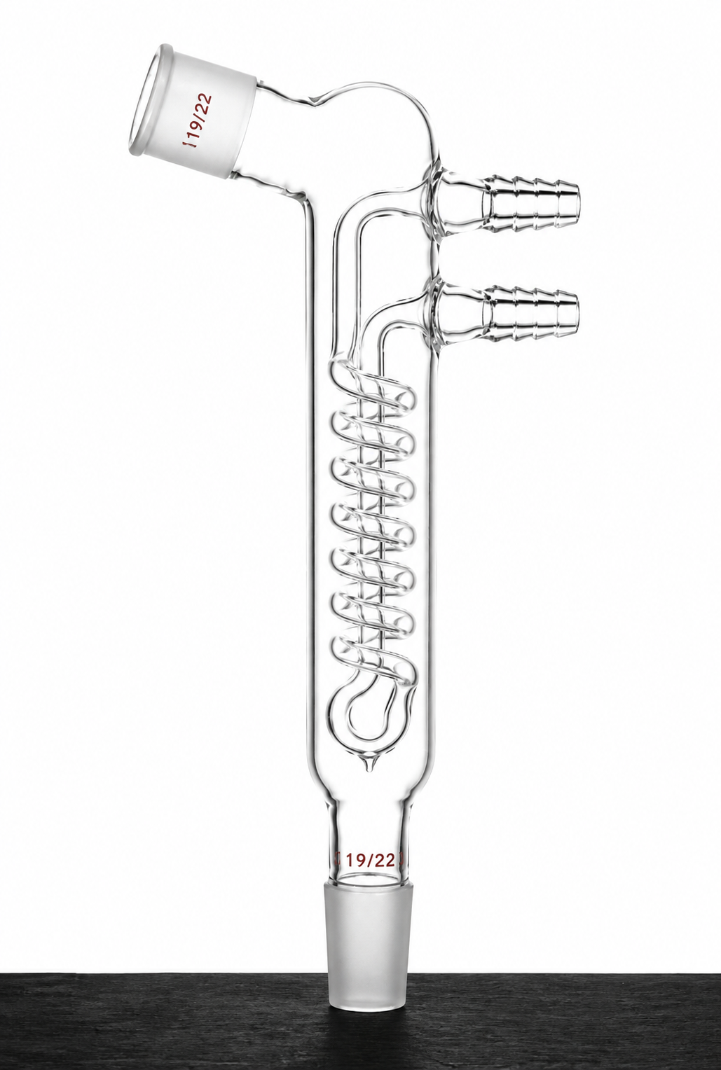 Condenser, Reflux, Bent 105°, Coil Section is 100mm in height, 19/22 joint