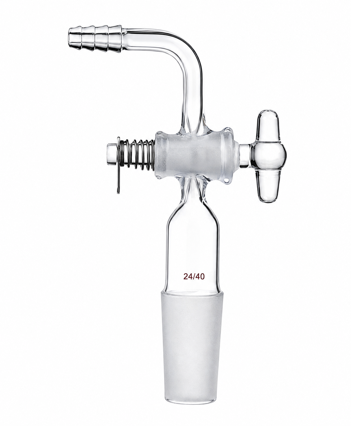 Adaptateur, contrôle de débit, robinet d'arrêt en verre 90°, joint intérieur (joint conique)