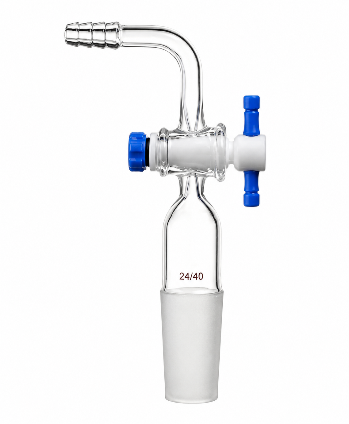 Adaptateur, contrôle de débit, robinet d'arrêt PTFE 90°, joint intérieur (joint conique)