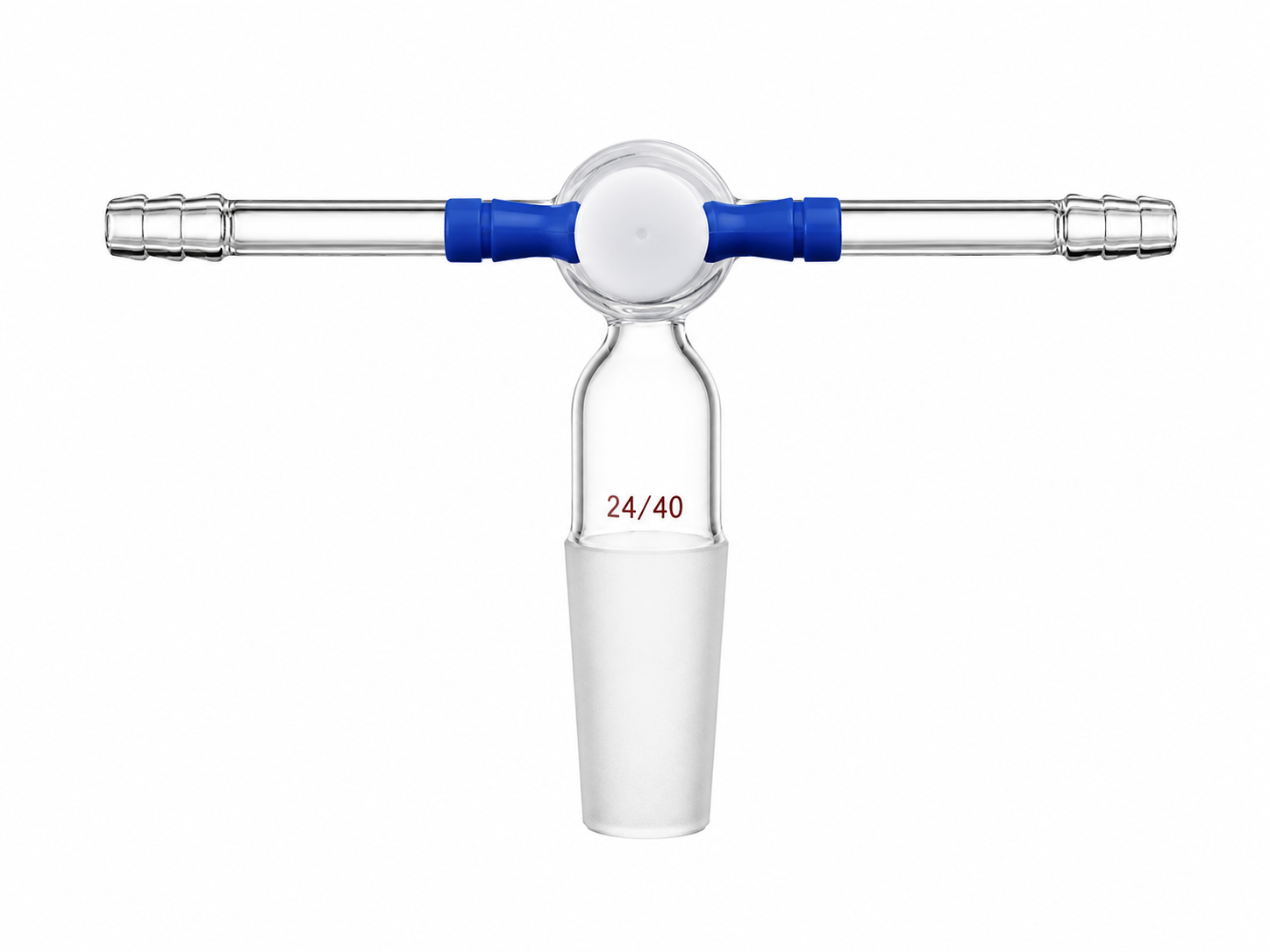 Adaptateur, rinçage (horizontal), joint conique, robinet en Téflon®, joint 24/40