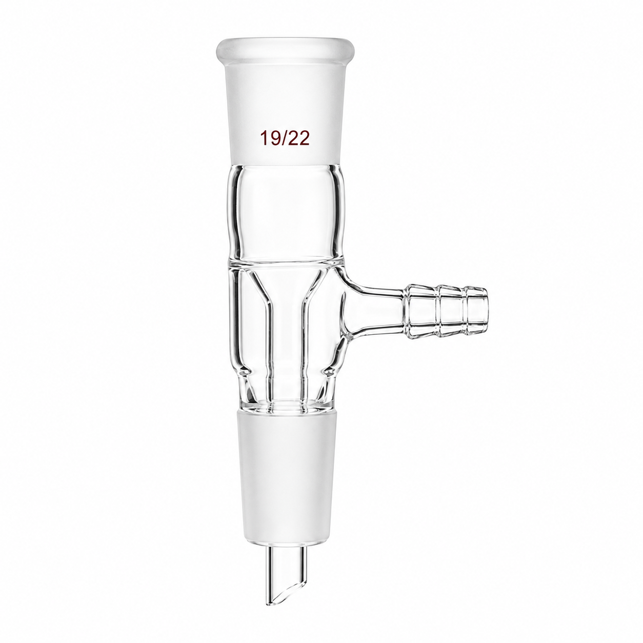 Adapter, Inlet With Hose Connection, Straight, 19/22 socket and 19/22 cone joints, 8mm Hose