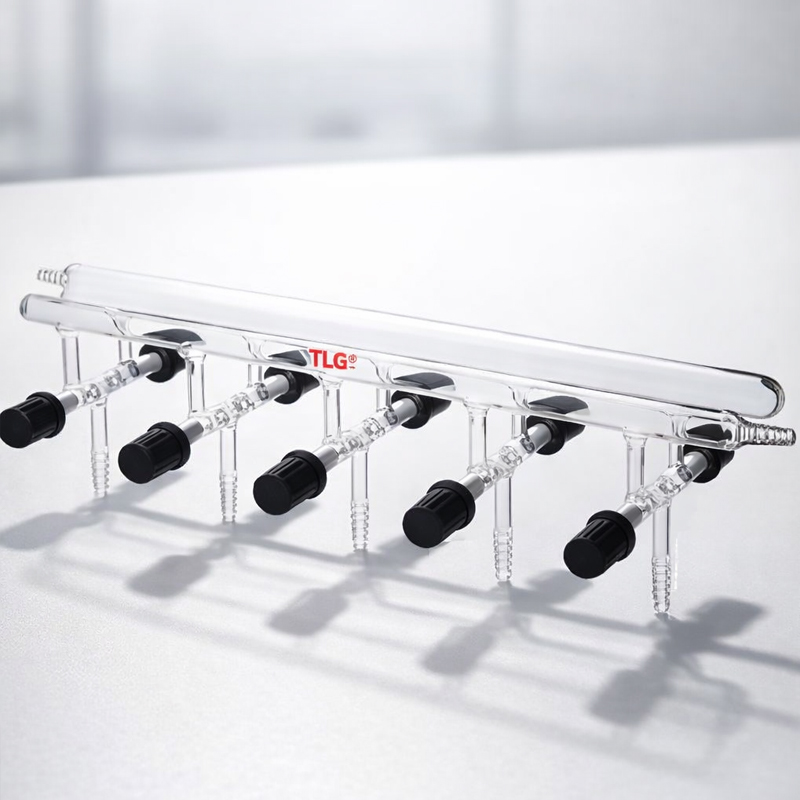 Manifold, Vacuum/Inert Gas, Double, With Front-Right and Rear-Left, Number of Ports 5