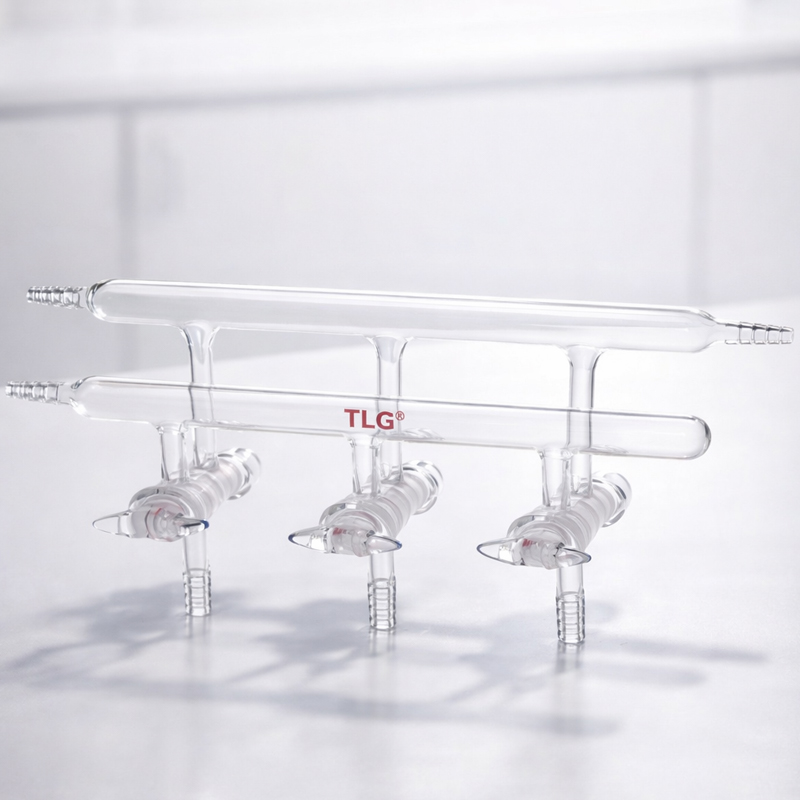 Manifold, Vacuum/Inert Gas, All Glass, Front-Left- Right & Rear-Right