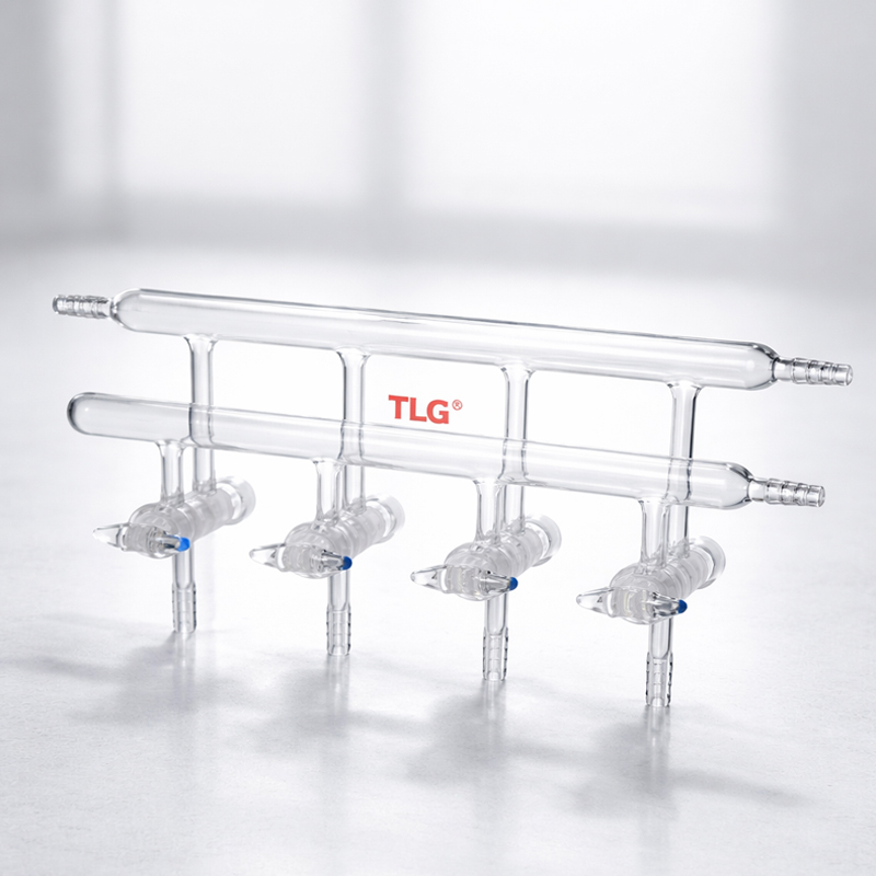Manifold, Vacuum/Inert Gas, All Glass, Front-Right and Rear-Left-Right, Number of Ports 5