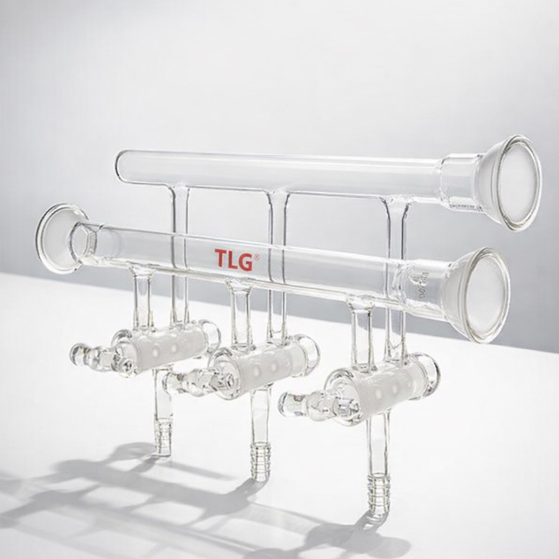 Manifold, Double, Hollow Glass Stopcocks, Spherical Joints