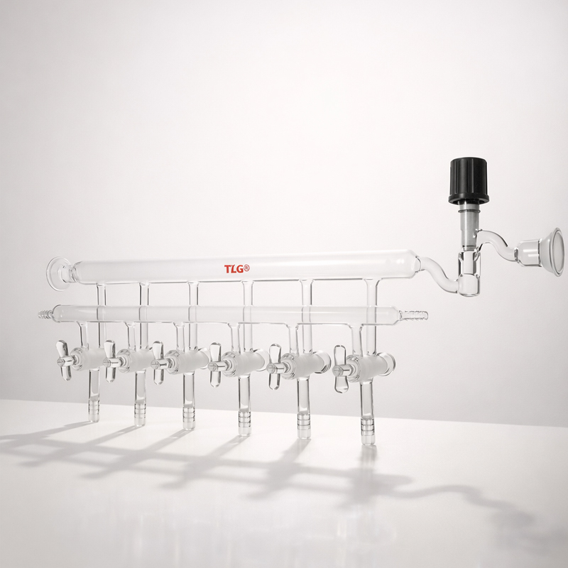 Manifold, Double, High Vacuum Valve and 35/20 Spherical Joint