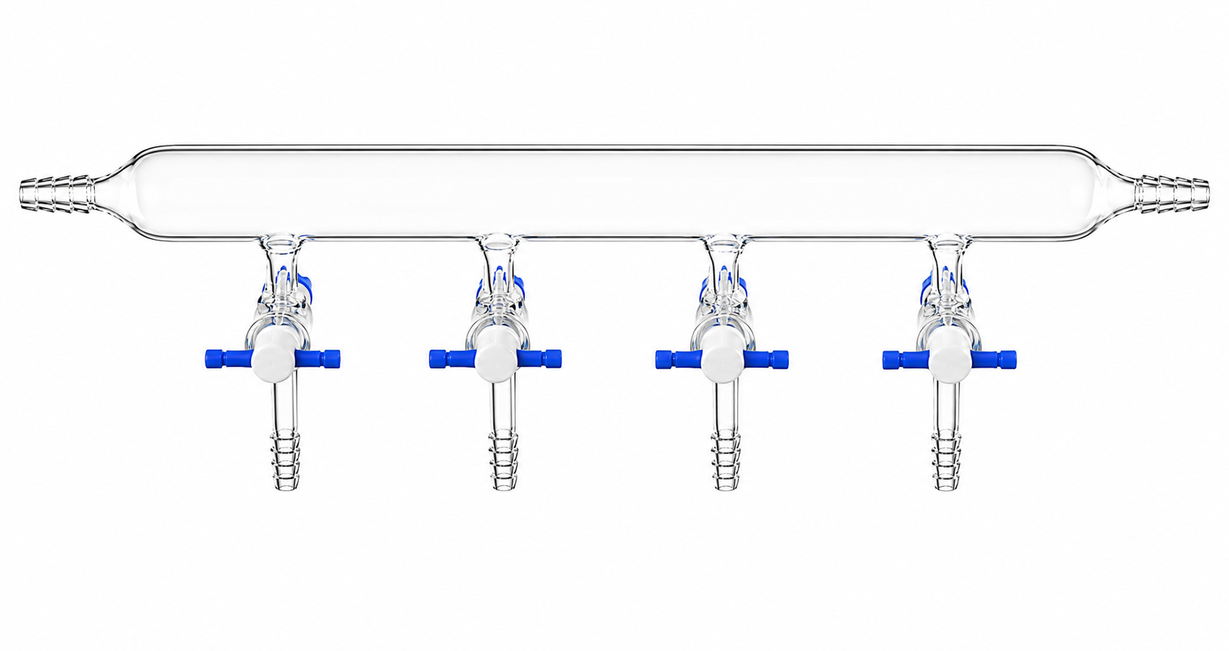 Vacuum Manifold, Teflon® Stopcocks, Hose Connection At Both Ends, Number of Ports 4, Stopcock Bore 2mm