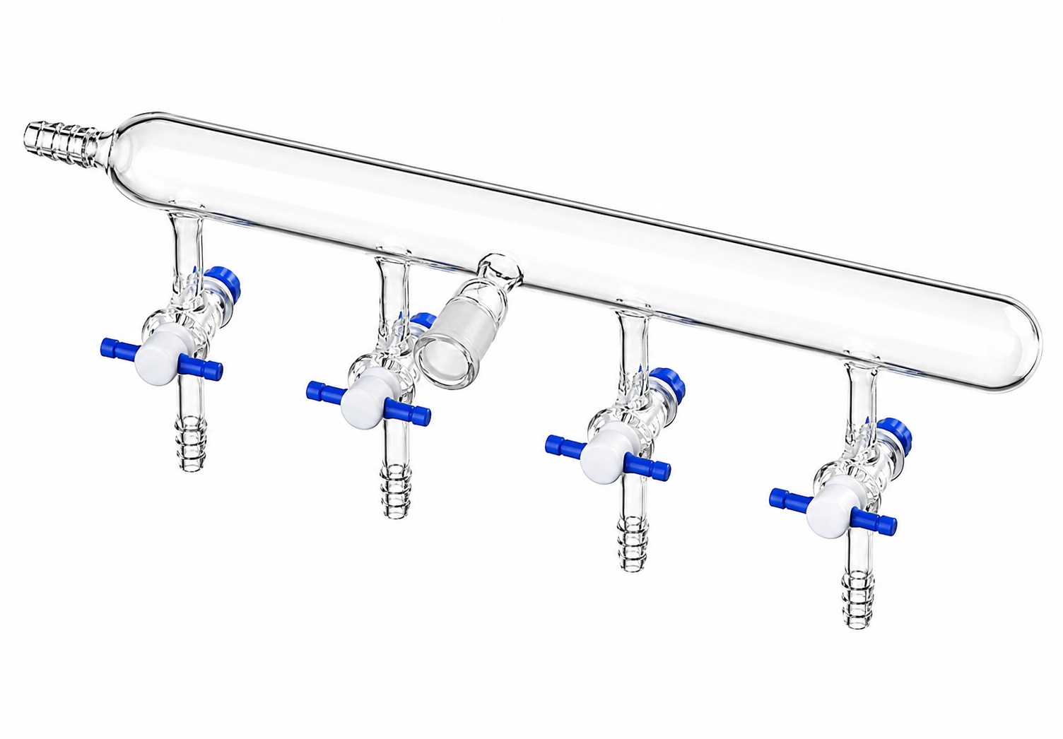 Manifold, Nitrogen/Argon Line, Teflon®, Left Hose Connection, Number of Ports 4, Stopcock Bore 2mm