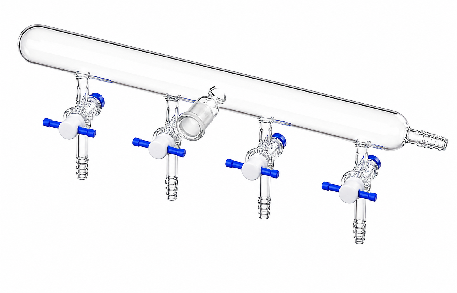 Manifold, Nitrogen/Argon Line, Teflon®, Right Hose Connection, Number of Ports 4, Stopcock Bore 4mm