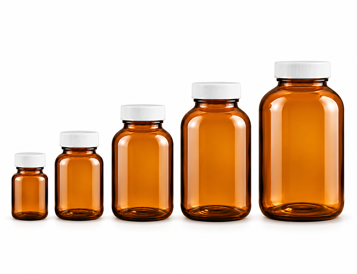 Amber Wide Mouth Packer Glass Bottles