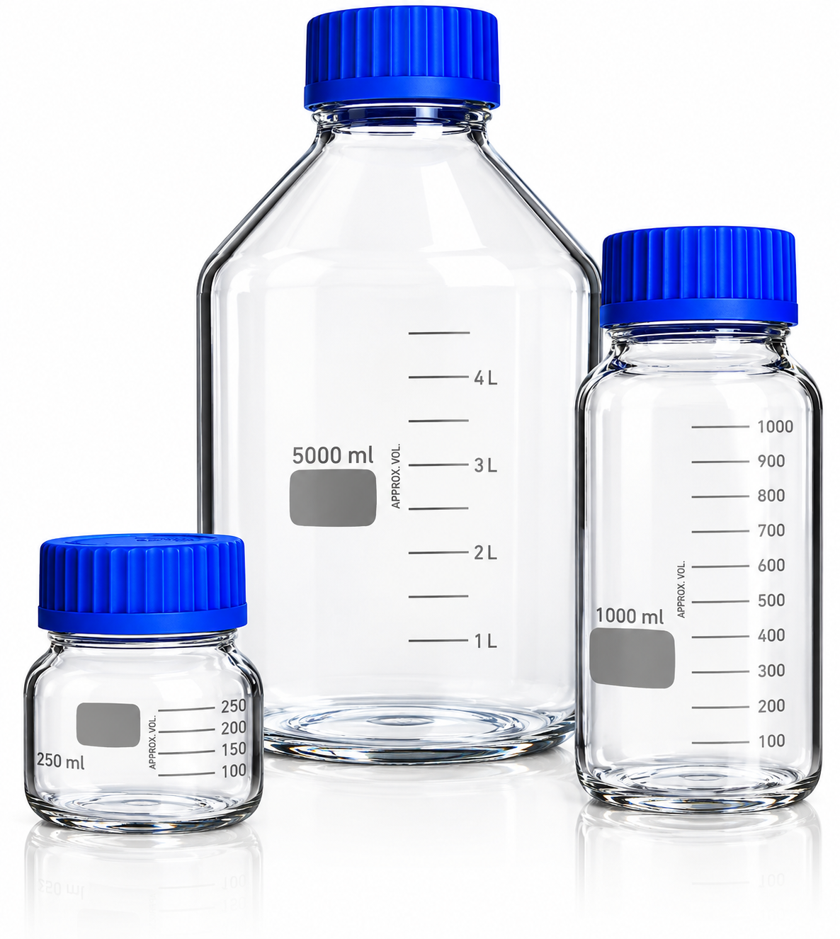 GL80 Clear Wide Mouth Media Bottles with Caps