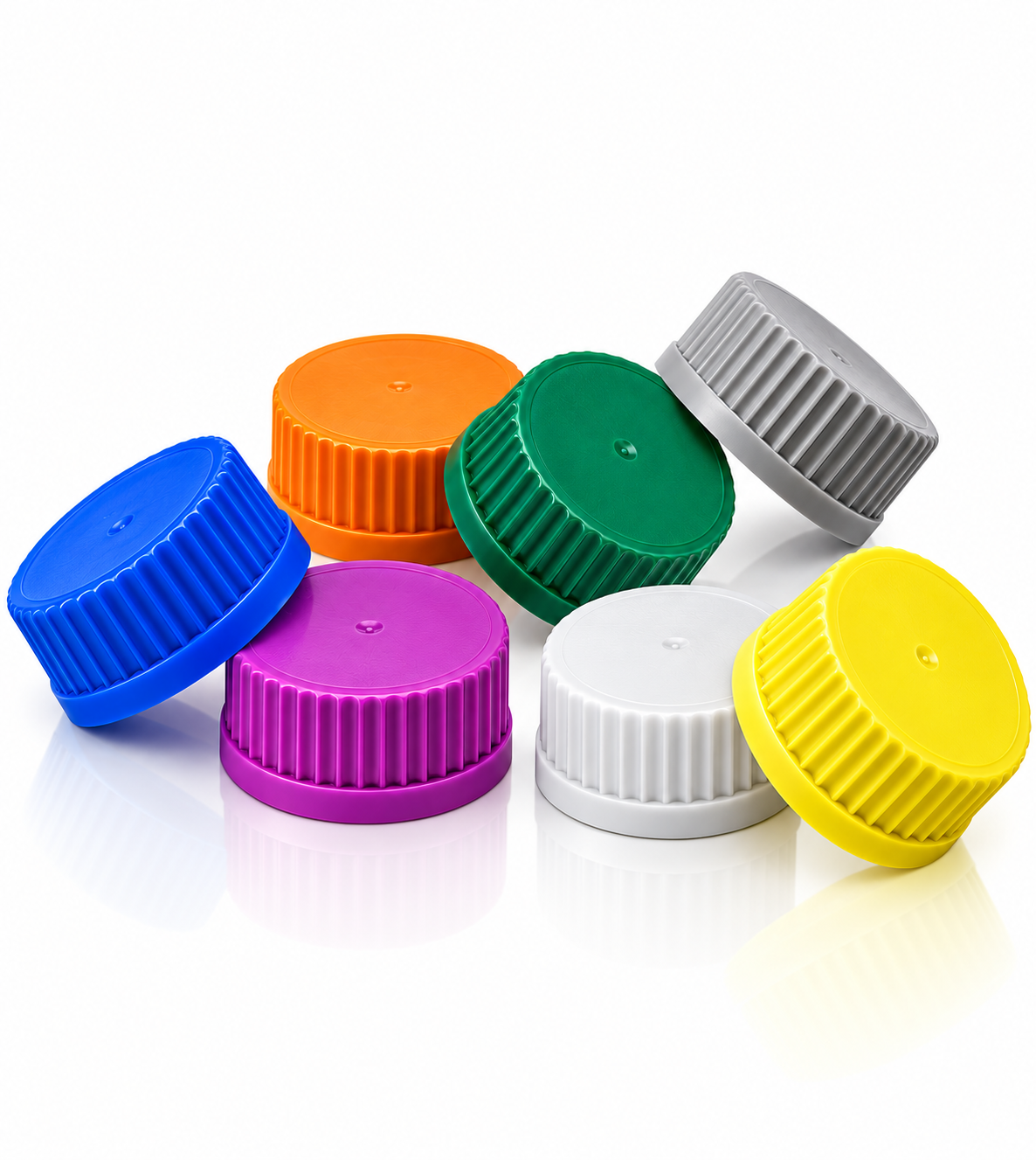 Capuchons, solides, filetages GL-45, capuchons de couleur en polypropylène